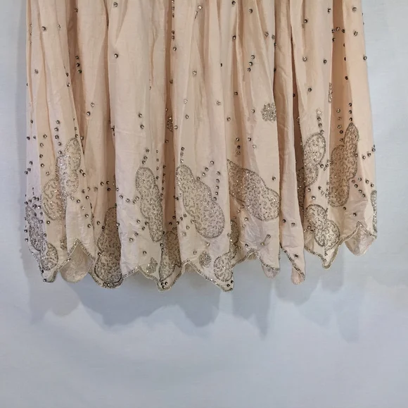Ruehl No.925 100% Cotton Beaded Embellished Pale Pink Skirt Size Medium - Picture 8 of 11